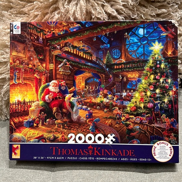 Thomas Kinkade | Games | Thomas Kinkade Christmas Jigsaw Puzzle Santas ...